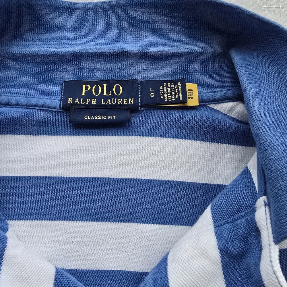 Ralph Lauren Striped Polo in Blue and White Preppy Backyard BBQ Collegiate